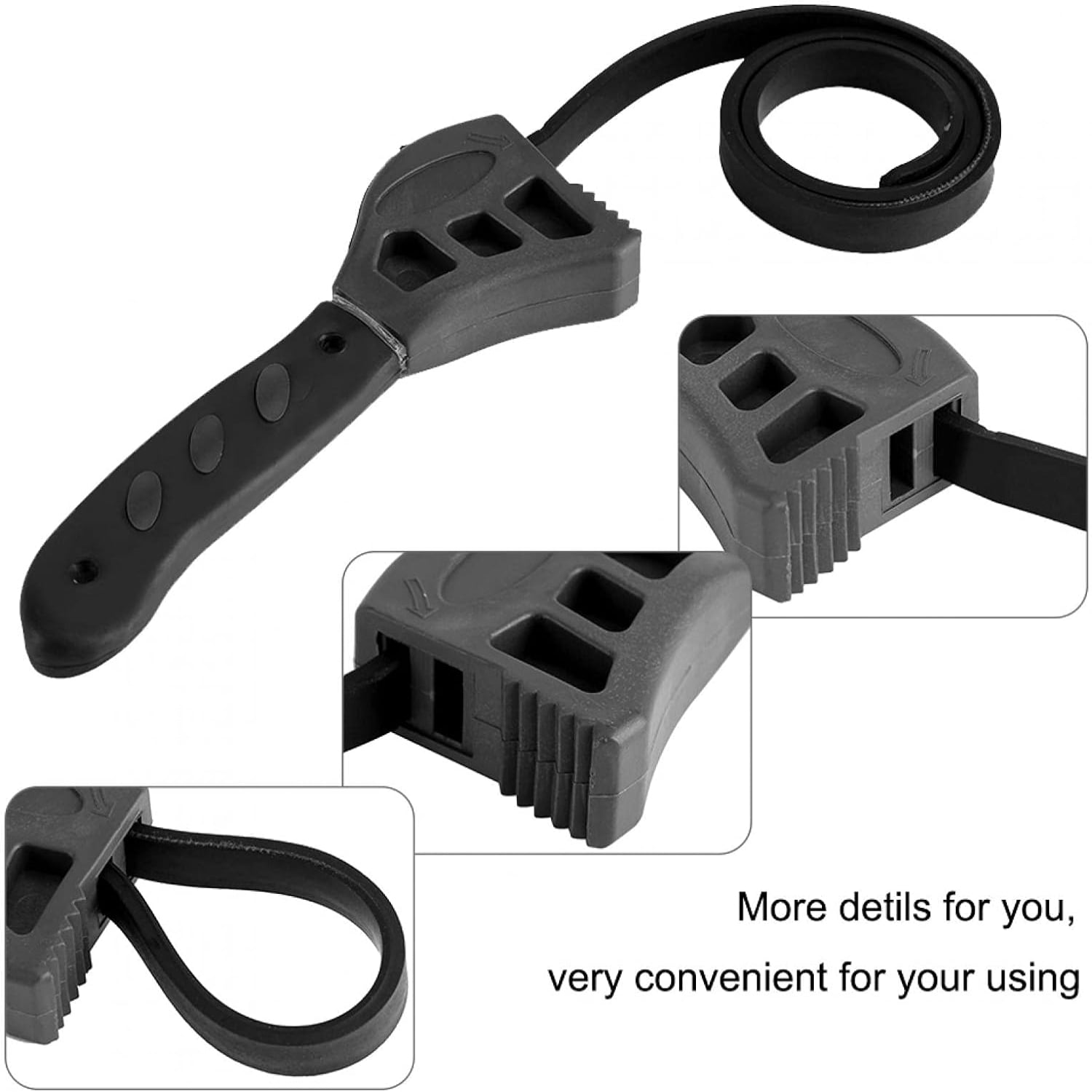 Heavy Duty Adjustable Rubber Oil Filter Wrench Spanner for Easy