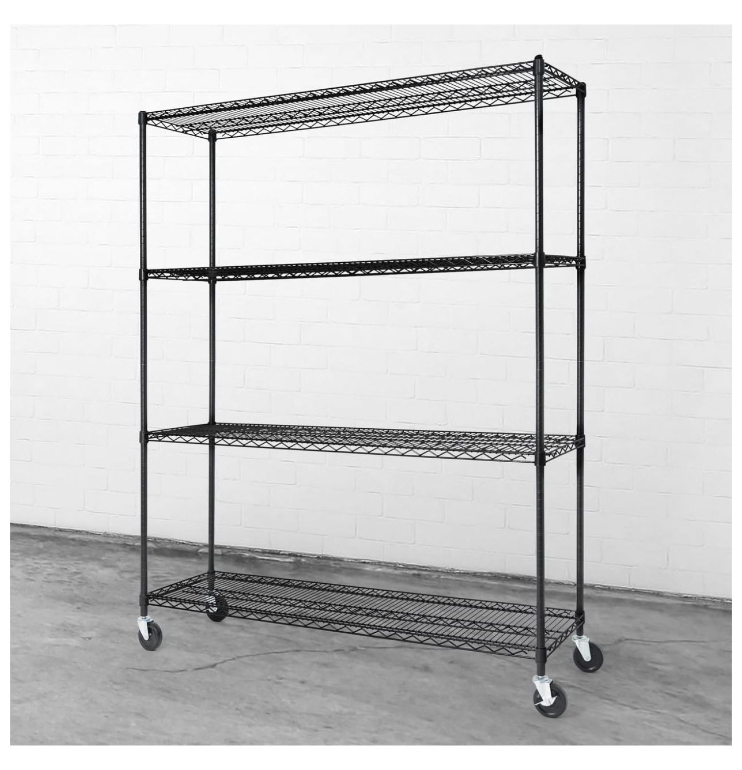 Heavy Duty Adjustable Shelves Wire Shelving w/Wheels & Feet, Kitchen