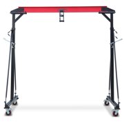 Heavy Duty Adjustable Shop Crane   2 Ton 5000 lbs Capacity   Portable Steel I-Beam Hoist with 360  Locking Wheels   Height 93.3" 140.5"   For Workshop, Garage, Factory, Auto Repair, Construction