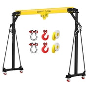 Heavy Duty Adjustable Shop Crane - 2 Ton Portable Steel Gantry Hoist with Trolley, Shackles, Hooks & 13ft Slings, 97"-141" Height, 4500lbs Capacity for Warehouse, Garage, Factory