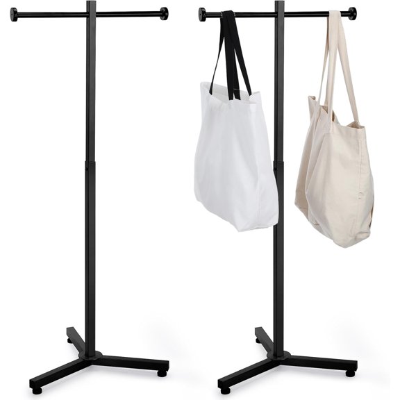 Heavy Duty Adjustable Shopping Bag Rack Metal Rack for Retail Store Chrome Handbag Display Stand for Trade Show Boutique Small Business, 45 Inch (2 Pcs,Black)