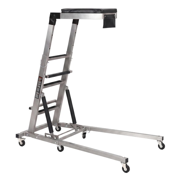 Heavy Duty Adjustable Topside Engine Creeper - 400 lbs Capacity, Height 48"-68", Collapsible with Thicker Cushion, Tool Pouch & 6 Swivel Casters for Garage & Mechanic Shop