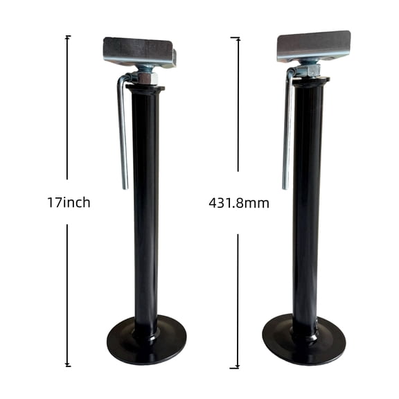 Heavy Duty Adjustable Trailer Stabilizer Jack Stand 17inch-27inch, 5000 lbs Steel Support Post with U-Top Bracket & Lock Pin, Equipment Leveling Support for RV, Trailer, Camper (2 Pack ) (17 Inch)