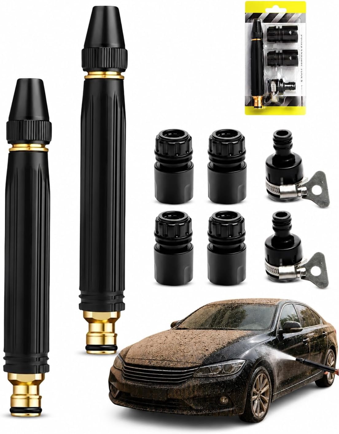 Heavy Duty Adjustable Twist Hose Nozzle Jet Sweeper Nozzle - 2026 Adjustable Metal Nozzle Garden Hose Sprinkler, Powerful High-Pressure Water Gun for Car Cleaning Driveway Cleaning