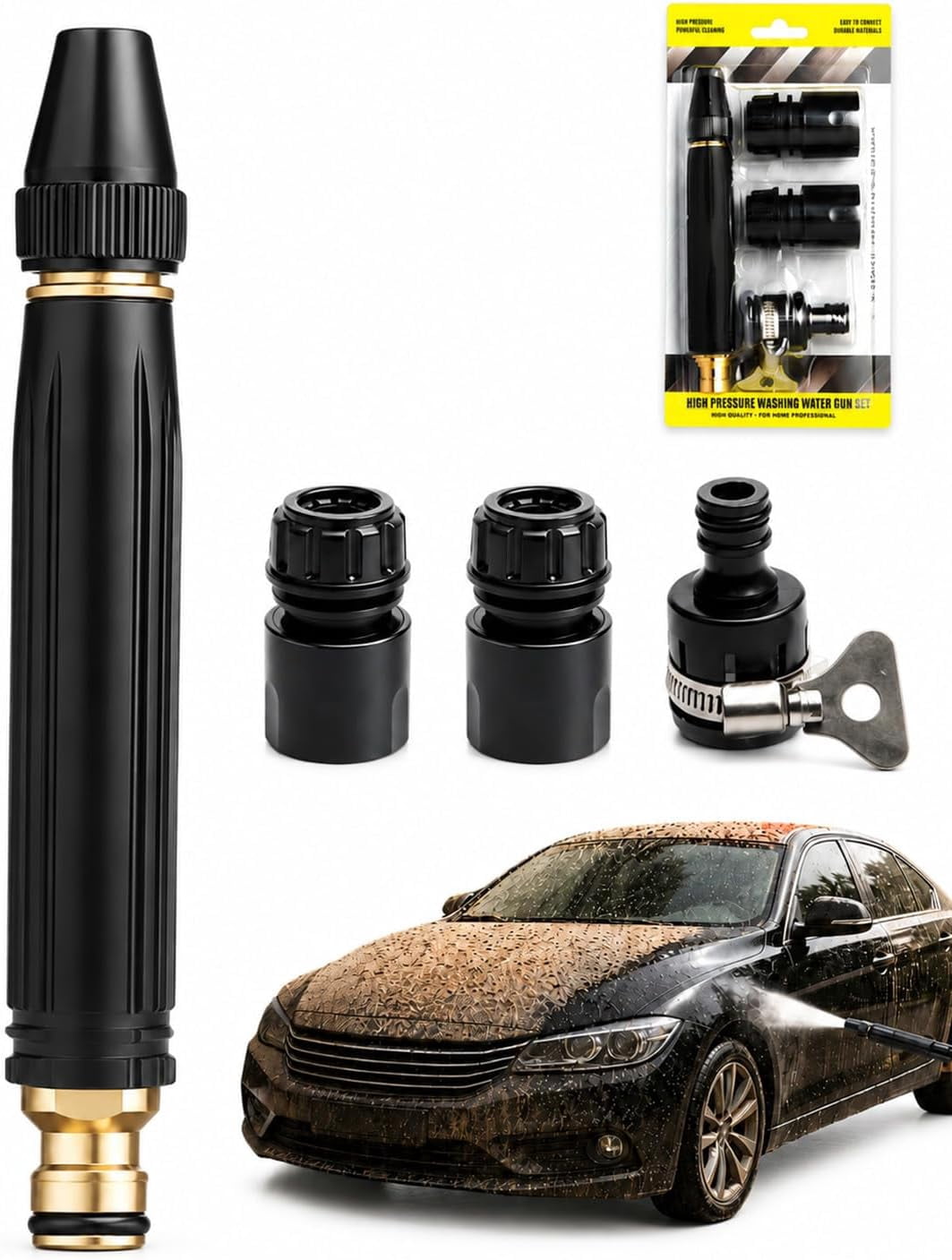 Heavy Duty Adjustable Twist Hose Nozzle Jet Sweeper Nozzle - 2026 Adjustable Metal Nozzle Garden Hose Sprinkler, Powerful High-Pressure Water Gun for Car Cleaning Driveway Cleaning