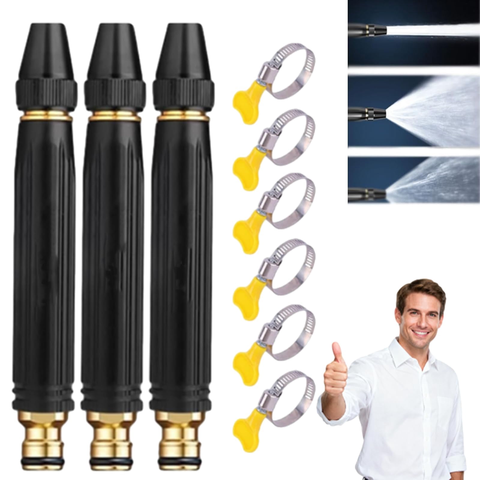 Heavy Duty Adjustable Twist Hose Nozzle Jet Sweeper Nozzle, Adjustable Metal Nozzle Garden Hose Sprinkler, Home High-Pressure Car Wash Water Gun with Booster Nozzle, Garden Hose Pressure Boost