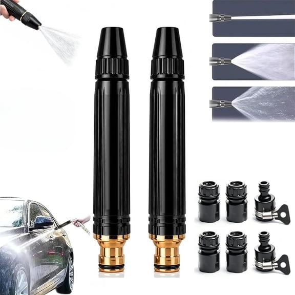 Heavy Duty Adjustable Twist Hose Nozzle Jet Sweeper Nozzle, High Pressure Home Car Wash Water Gun Garden Sprayer for Driveway, Patio and Yard