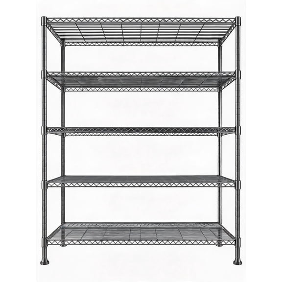 Heavy-Duty Adjustable Wire Shelving Unit, 5-Tier Freestanding Metal Storage Rack, Rust-Resistant, 1000 lb Capacity, for Garage Pantry Kitchen Basement Warehouse, 120 x 45 x 180 cm