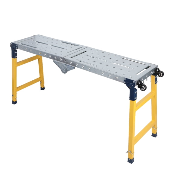Heavy Duty Adjustable Work Platform, 1100 lbs Capacity, Zinc Plated Steel with Wheels & Anti-Slip Surface, 4/5 Height Settings (60-110cm), Foldable Welding Table for Garage Warehouse
