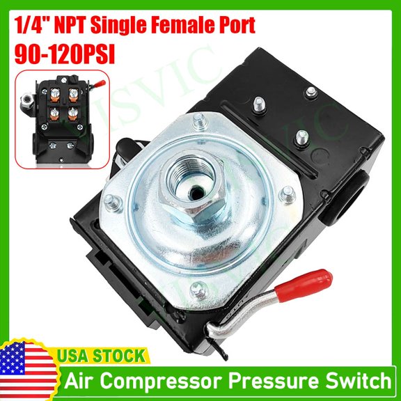 Heavy Duty Air Compressor Pressure Switch Control 90-120 PSI Single Port 26A Rep