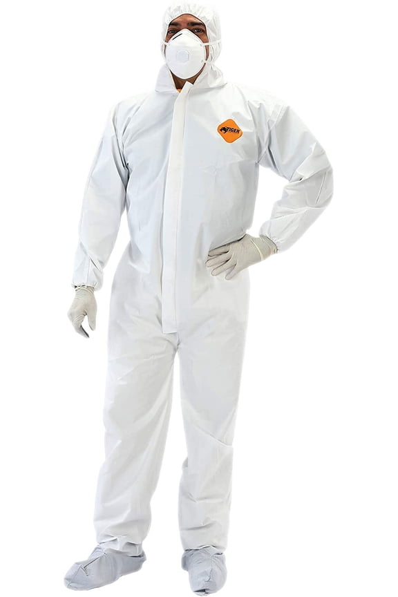 Heavy Duty Hooded Coverall Tiger Tough, Large, Single Pack