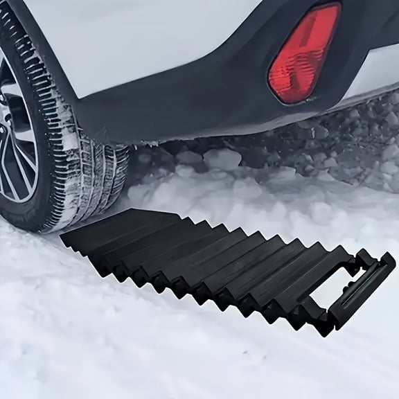 Heavy-Duty All-Season Vehicle Traction Mat for Emergency Use on Snow, Mud, Ice, and Sand - Durable Plastic Anti-Slip Tire Grip Device for Enhanced Vehicle Mobility in Challenging Conditions