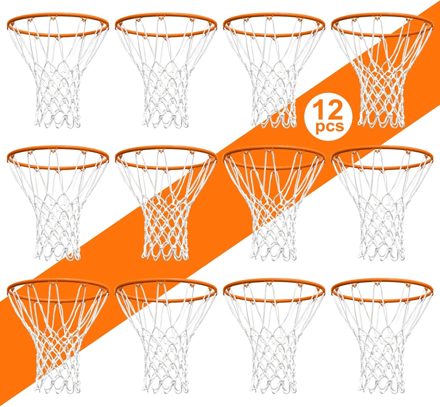 Heavy Duty All Weather Basketball Net Replacement for Standard 12 Loop Rims Indoor or Outdoor