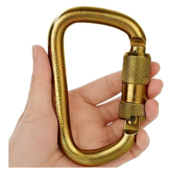 Heavy Duty Alloy Steel Auto-Locking Climbing Carabiner - 45KN Lock Carabiner for Rock and Tree Climbing, Quick Release, , and Mountaineering. ANAB Certified, 4.21-inch, Large,