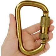 Heavy Duty Alloy Steel Auto-Locking Climbing Carabiner - 45KN Twist Lock Carabiner for Rock and Tree Climbing, Quick Release, Rescue, and Mountaineering. ANAB Certified, Large, Gold