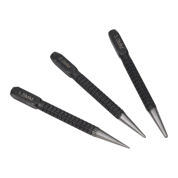 Heavy Duty Alloy Steel Center Punch 1.5mm 2mm 3mm Precision Marking Tool for Metal Wood Plastic Drilling Hole Starter Hand Tool Black 1 Pc