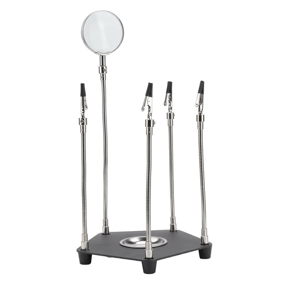Heavy Duty Alloy Steel Circuit Board Soldering Holder Workspace Solder Fixture with 12 Inches Dual-Scale Adjustable Helping Hands and Premium Magnifying Glass (30 cm / 12 in)