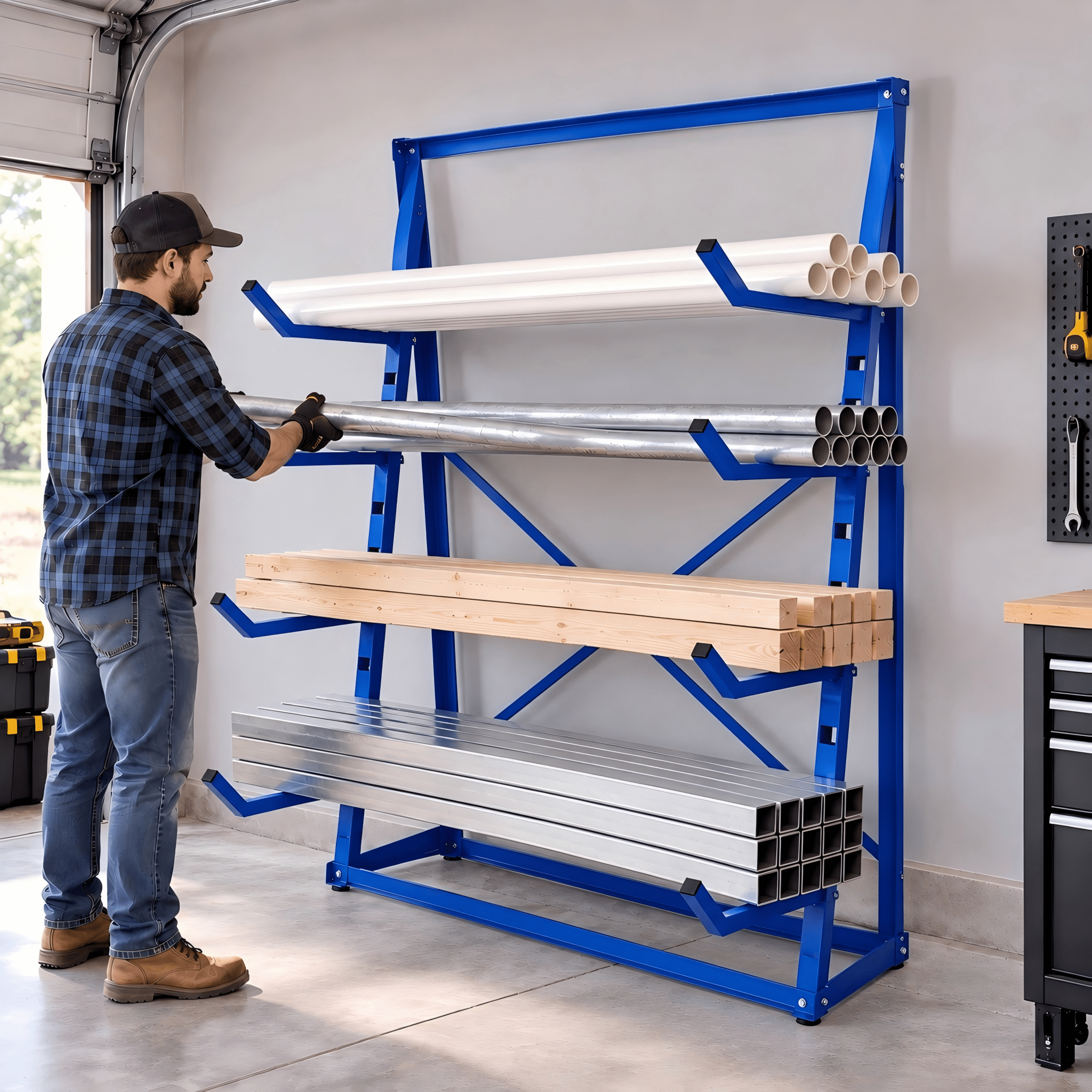 Heavy Rack For Storage Heavy Duty Alloy Steel Lumber Rack,4 Tier 2400 lbs Pipe Rack,Adjustable ...