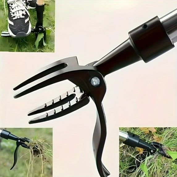 Heavy Duty Aluminum 4 Claw Weeding Tool Steel Garden Weeder with Ergonomic Grip for Efficient Weed Removal Lawn Care Plant Root Puller Low Effort Gardening Tool Durable Hand Tool for Yard Garden