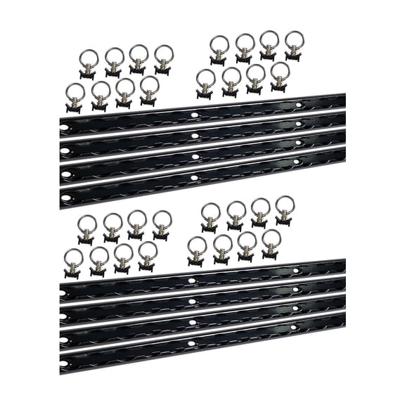 Mytee Products Heavy Duty Aluminum 4 Feet L-Track Black Powder Coated (8) and Stud with Black Powder Coated Ring (32) Tie Down System for Enclosed Trailers and Cargo Vans