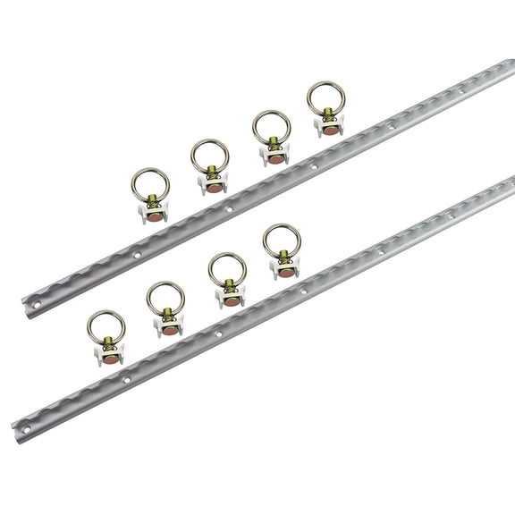 Heavy Duty Aluminum 4ft L-Track (2 Pcs) w/L-Track Stud Stainless Steel Ring (8 Pcs) Tie Down System for Enclosed Trailers and Cargo Vans