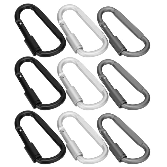 Heavy Duty Aluminum Alloy D Shaped Carabiner Clip Snap Link Hook for Camping Hiking Outdoor - 3.1 Inches / 8.0 cm, 9 Pack