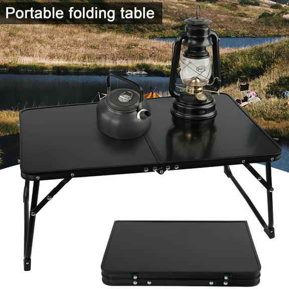 Heavy Duty Aluminum Alloy Folding Camping Table, Anti-Slip Portable with Rubber Handle for Hiking Picnic BBQ Outdoor