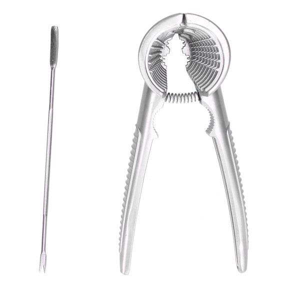 Heavy Duty Aluminum Alloy Walnut Nut Cracker with Needle - Dual Size Spring Loaded Clamp for Walnuts, Macadamia, Hazelnuts, Pecans & Almonds aluminum Needle Durable Clip Opener