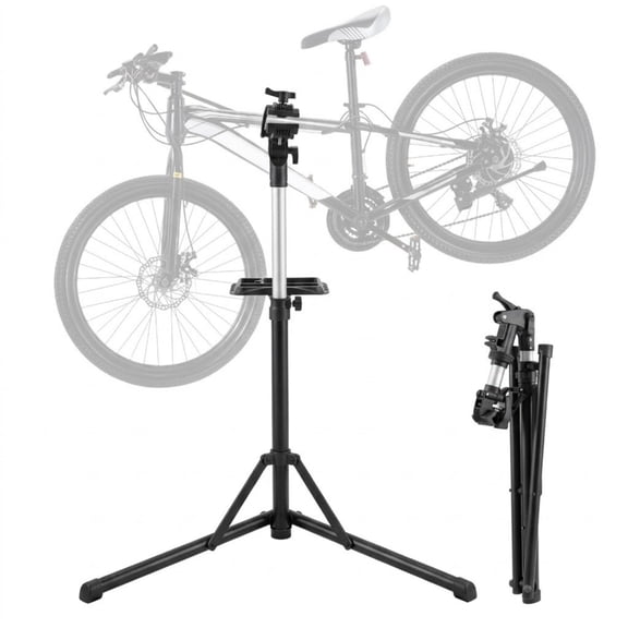 Heavy-Duty Aluminum Bike Repair Stand, 66 lbs Capacity Height Adjustable Bicycle Maintenance Workstand with Magnetic Tool Tray & Telescopic Arm, Foldable