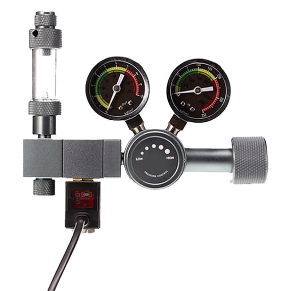 Heavy Duty Aluminum CO2 Regulator With Double Stage Pressure Reduction Solenoid Valved And Double Gauge For Ecosystems