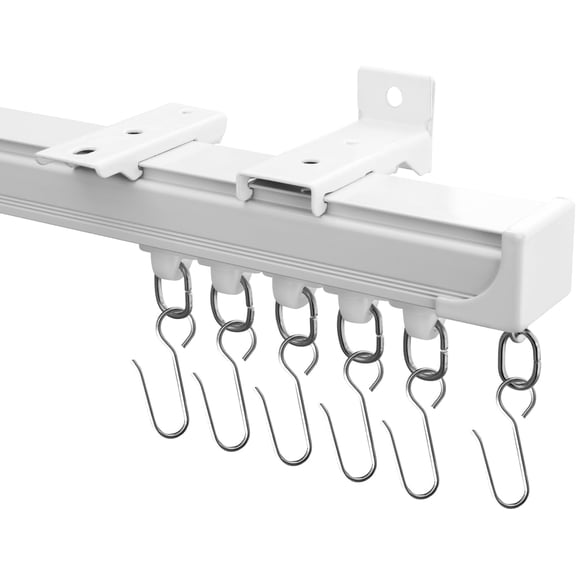 Heavy Duty Aluminum Ceiling Curtain Track with Hooks White 6 Ft