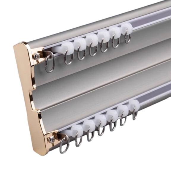 Heavy Duty Aluminum Ceiling Rail, Double Row Silent Curtain Rod, Sliding Curtain Rod Room Divider for Living Room Bedroom Room Divider