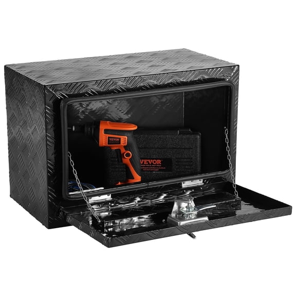 Heavy Duty Aluminum Diamond Plate Underbody Tool Box, 24" x 12" x 14" Lockable Waterproof Storage Box with Keys, T-Handle Latch for Pickup Trucks, Vans, Trailers