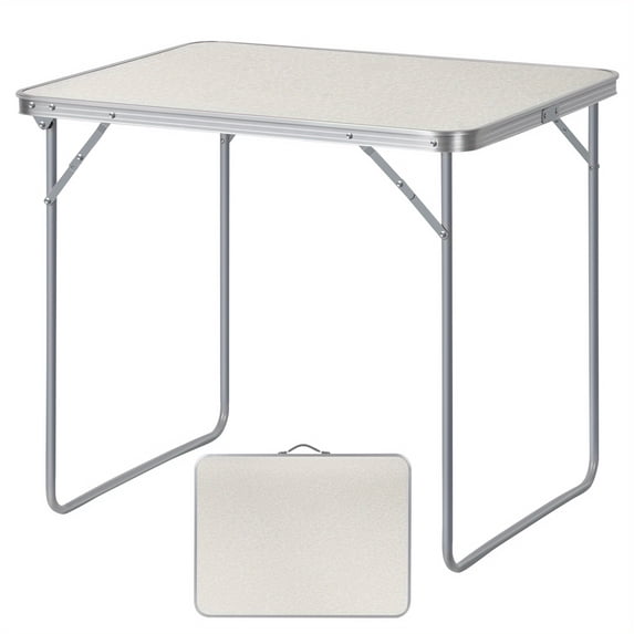 Heavy-Duty Aluminum Folding Table 23.62×31.5×27.56in, A‑Frame, Lightweight, for Camping Picnic BBQ Indoor Outdoor White/Grey