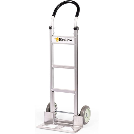 Heavy Duty Aluminum Hand Truck - 8" Wheels with Horizontal Loop Handle and 500 lbs Load Capacity | 50.25" High, 17.5" Wide and 17.75" x 9" Diecast Nose Plate