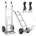 thumbnail image 1 of Heavy Duty Aluminum Hand Truck Dolly – 600 lbs Capacity – Collapsible Platform Cart with Extendable Base – 10" Pneumatic Wheels – Includes 2 Elastic Cords, 1 of 8