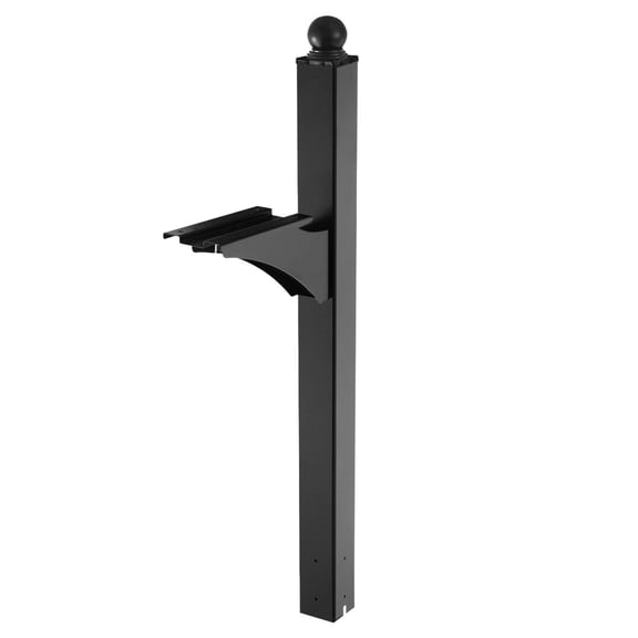 Heavy Duty Aluminum In Ground Mailbox Post 56x4x4 Inches Universal Base Plate Bracket Black Powder Coated Residential Curbside Outdoor Installation