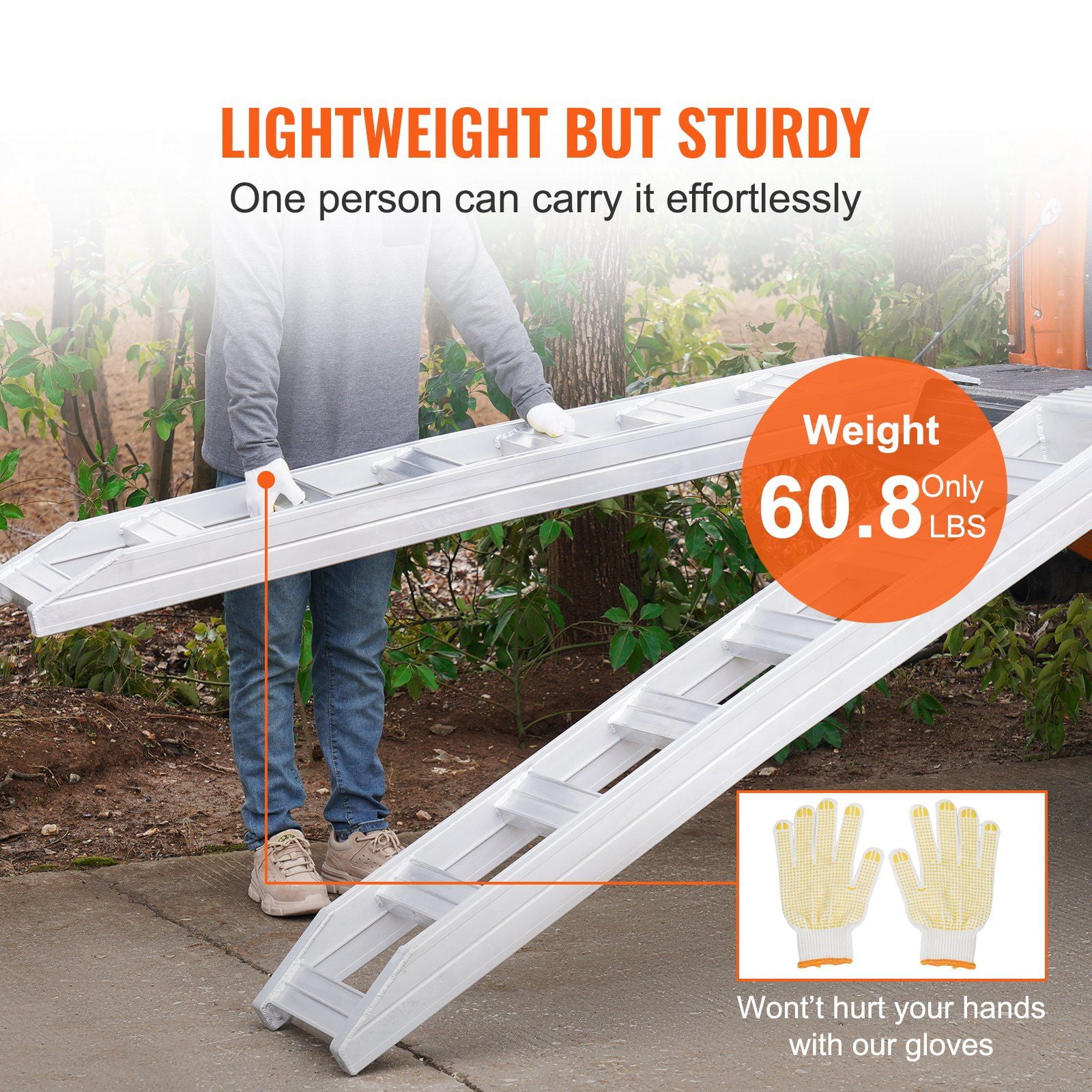 Heavy-Duty Aluminum Loading Ramps, 8810 lbs Capacity, 72
