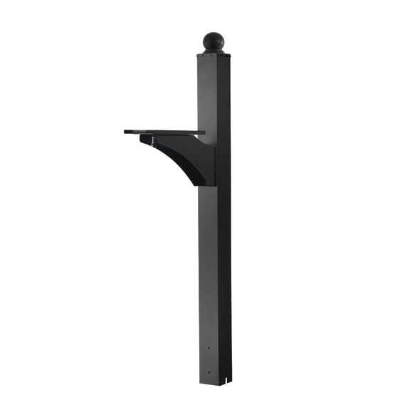 Heavy Duty Aluminum Mailbox Post, 56" Black Powder Coated In-Ground Stand with Universal Mounting Bracket for Residential Curbside Installation