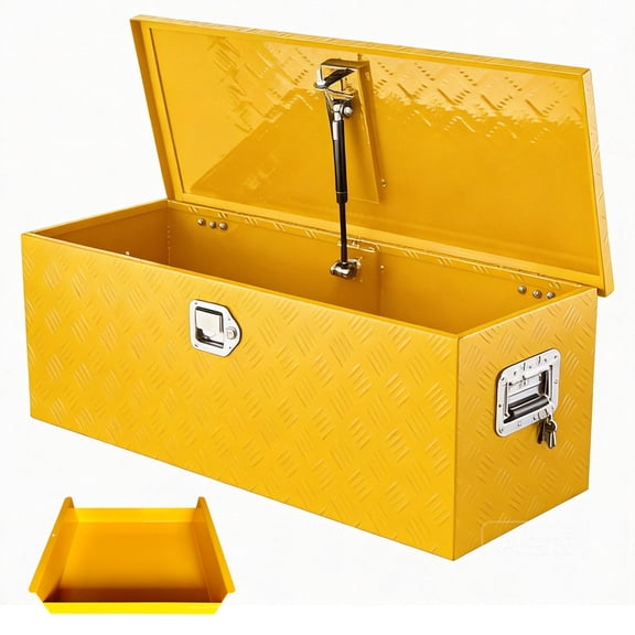 Heavy Duty Aluminum Tool Box for Truck Bed Toolbox, Waterproof Trailer Square Storage Organizer with Sealing Ring, Lock and Keys for Truck Trailer