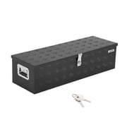JustSmart 30 Aluminum Truck Bed Tool Box, Weatherproof Heavy Duty Lockable Storage Chest with Chain & Side Handles for Pickup Organizer, Black