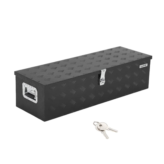 JustSmart 30" Aluminum Truck Bed Tool Box, Weatherproof Heavy Duty Lockable Storage Chest with Chain & Side Handles for Pickup Organizer, Black