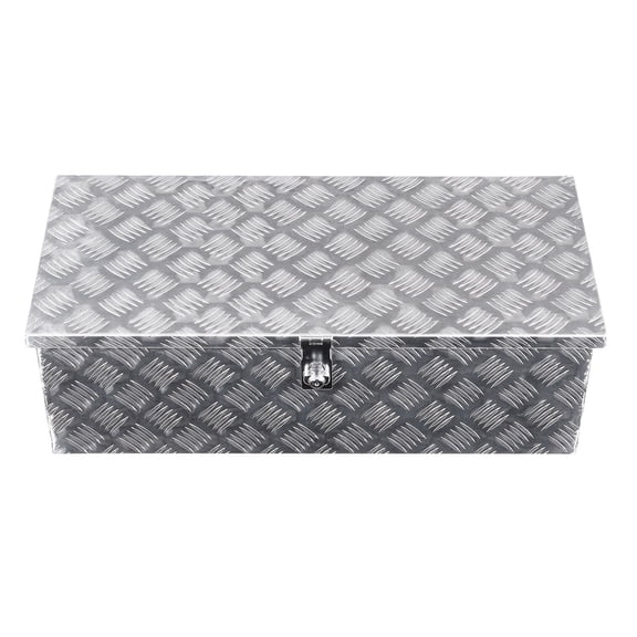 Heavy Duty Aluminum Truck Bed Tool Box, Stripes Plated Tool Box with Side Handle and Lock Keys, Storage Toolbox Chest Organizer for Trailer, Pickup, Truck Bed, RV, 30"x13"x9.6", Silver