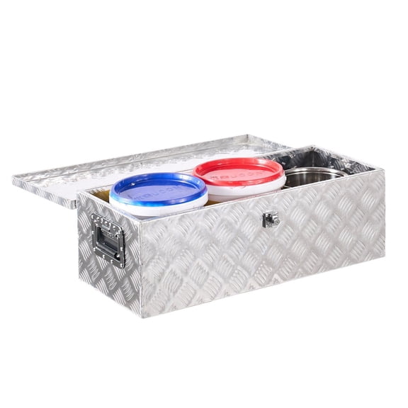 Heavy Duty Aluminum Truck Bed Tool Box with Side Handle Lock Keys Storage Organizer for Trailer Pickup RV 30x13x9.6 Inches Silver