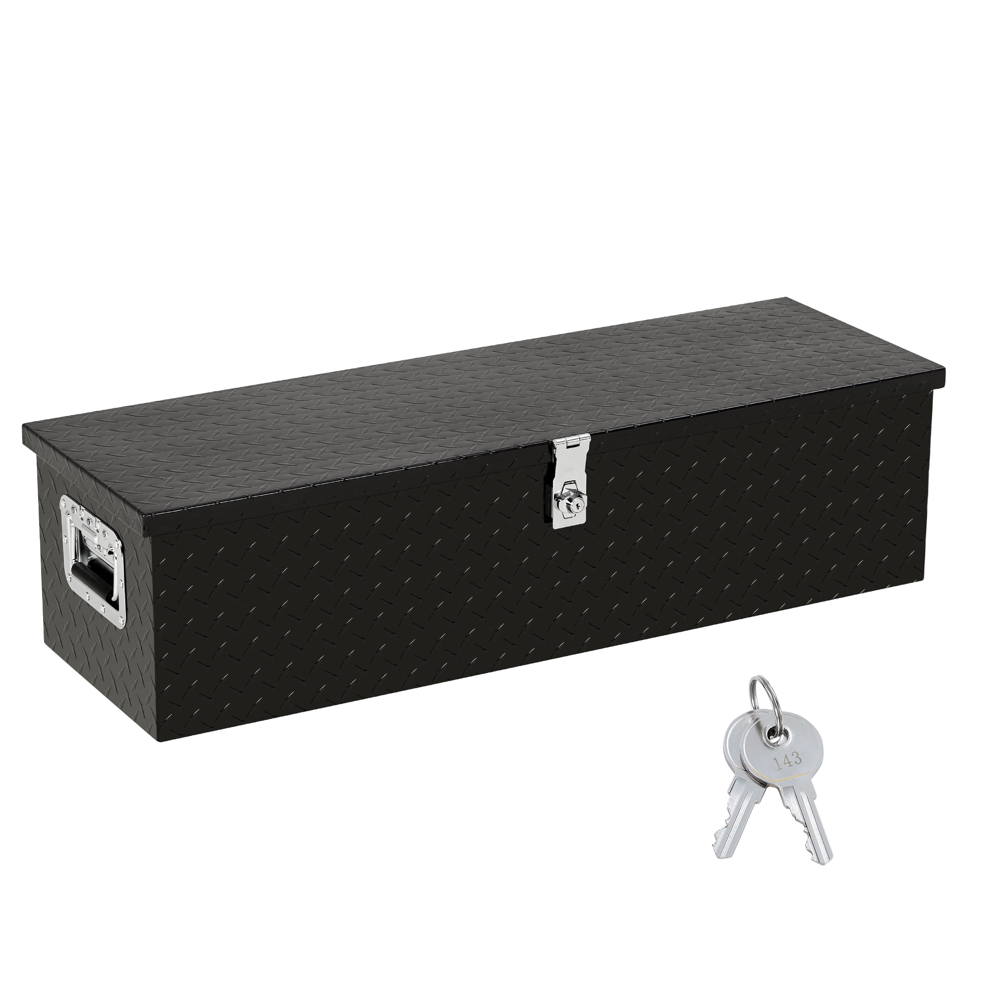 Heavy Duty Aluminum Truck Tool Box - Lockable Jobsite Storage Chest with Side Handles, Tool Organizer for Pickup Truck Bed, RV or Trailer