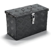 Heavy-Duty Aluminum Truck Tool Box with Stripe Tread Design   Waterproof, Rustproof Storage Organizer for Pickup Trucks, Trailers, and RVs, Black