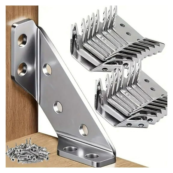 Heavy Duty Angle Brackets 140pcs - 90 Degree Corner Braces with Screws, Stainless Steel Furniture Corner Connector for Shelves, Tables, Chairs & Wood Frames