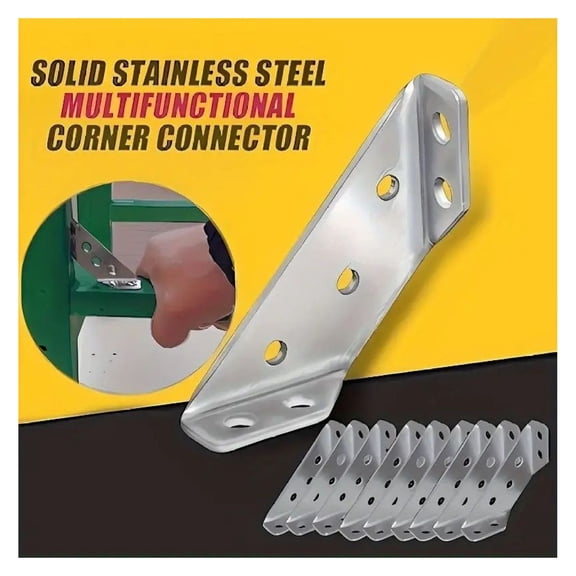 Heavy Duty Angle Brackets 140pcs - 90 Degree Corner Braces with Screws, Stainless Steel Furniture Angle Connector for Wood Frames, Shelves & Repair