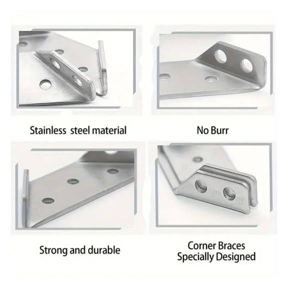 Heavy Duty Angle Brackets 140pcs - 90 Degree Corner Braces with Screws for Furniture, Wood Frames, Shelves - Stainless Steel, Rust-Proof