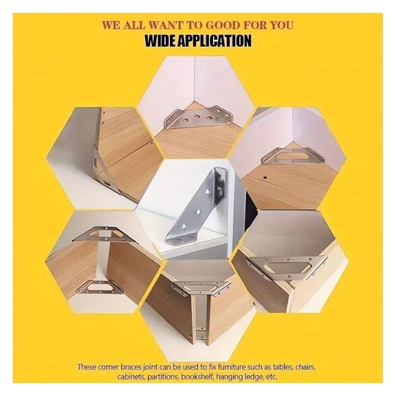 Heavy Duty Angle Brackets 140pcs - 90 Degree Corner Braces with Screws for Furniture, Wood Frames, Shelves - Stainless Steel, Rustproof, Easy Install